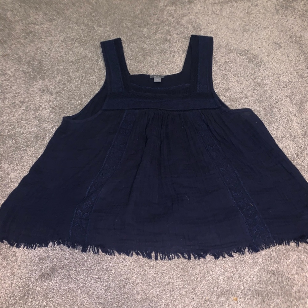 Navy blue raw hem tank top